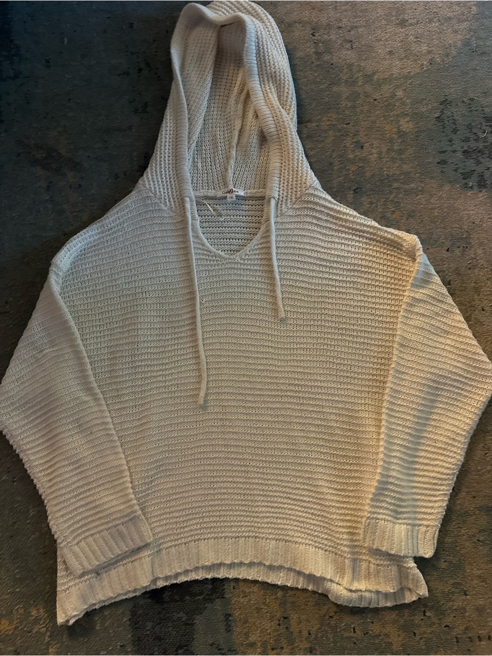 Women's Cream Hooded Knit Sweater